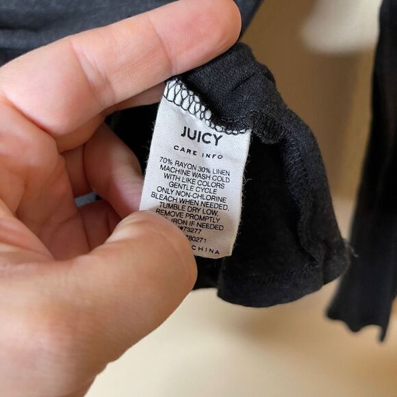 JUICY Women’s Small Black Front Tie Top Long Sleeve - Picture 5 of 8